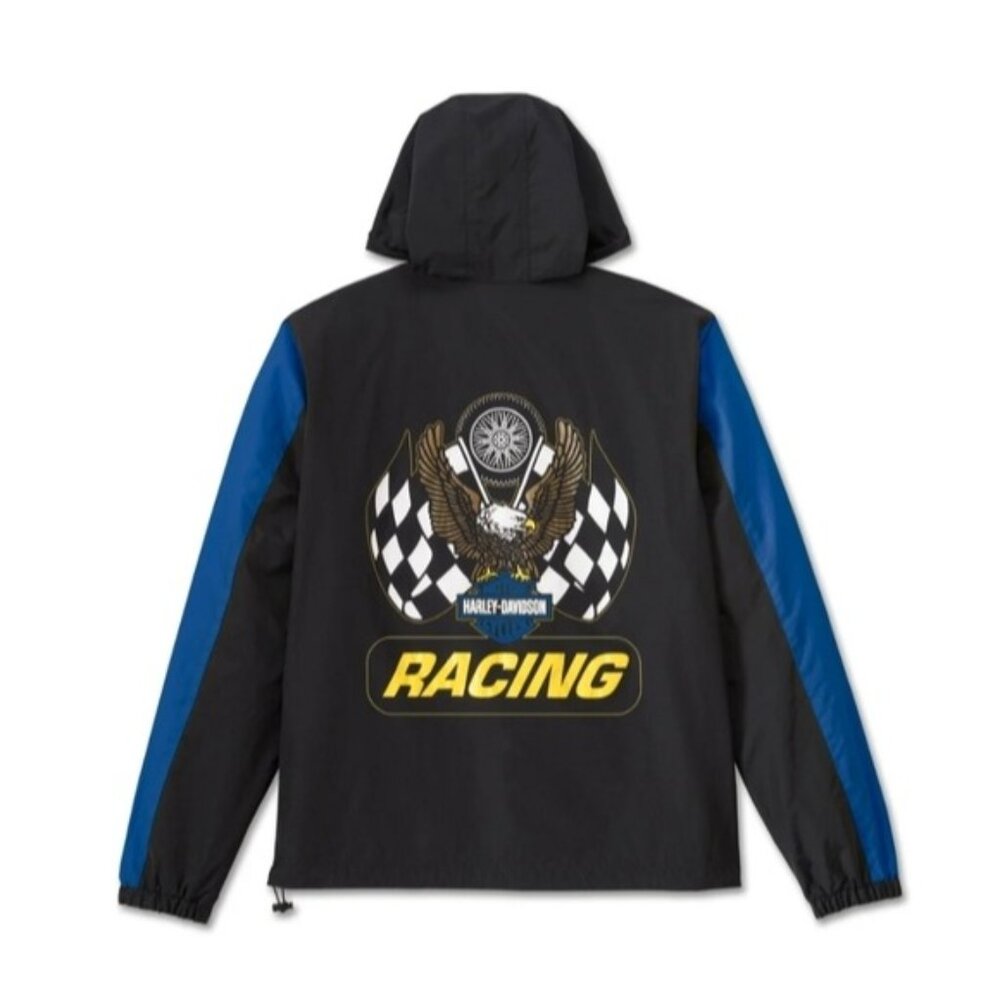 Harley-Davidson Black and Blue Racing Hoodie Men 3XL Reversible 012026